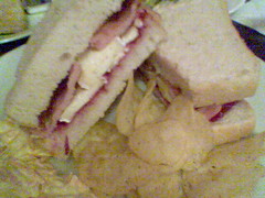 Bacon, brie and cranberry sandwich