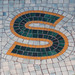 S green orange and blue tile mosaic