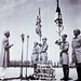 The Founder presenting the National Standard to a regiment, Peshawar 1948
