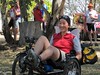 Steff takes Brian's recumbent for a spin