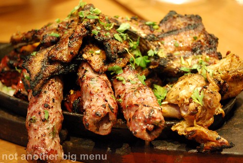 Mirch Masala - Mixed grill (3 grilled chops, 3 seekh kebabs, 3 pieces of chicken tikka, 3 pieces of lamb tikka, 4 pieces of tandoori chicken wings £14