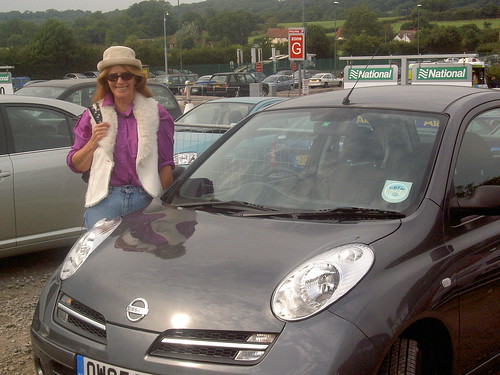 My mum with her rental car