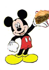 Mickey Mouse eating apple pie