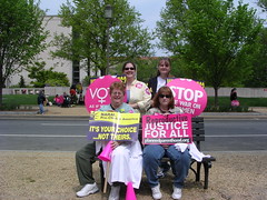 Mushi, her mom and sister, and me at the march