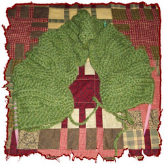 green cabled cardigan
