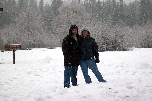 picture of mike and carrie in the snow