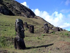 Moai in the quarry at Rano Raraku volcano
