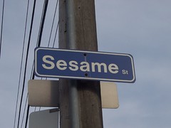 Sesame Street sign, close-up
