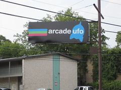 Arcade UFO Street Sign