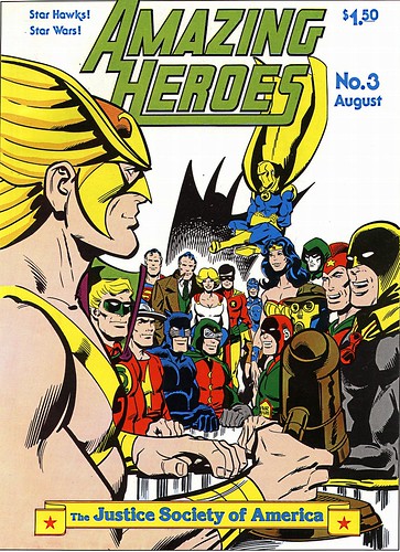 Justice Society cover by Joe Staton, Amazing Heroes 3, 1981