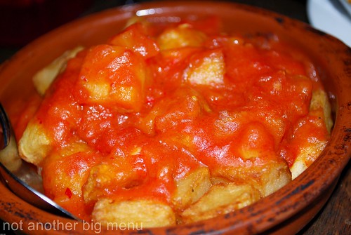 La Tasca - Patatas Bravas £3.35 (Fried potato, with a spicy tomato sauce)