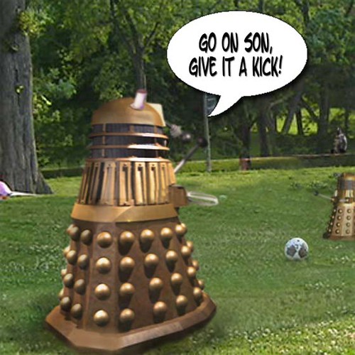 Dalek in park with boy 1
