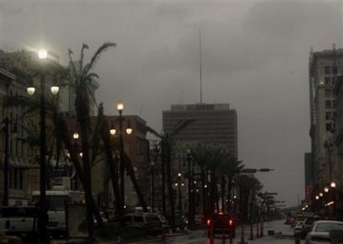 Storm clouds loom over Canal street, New Orleans, Friday September 23rd