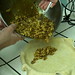 Honey-Walnut Tart pouring filling into crust