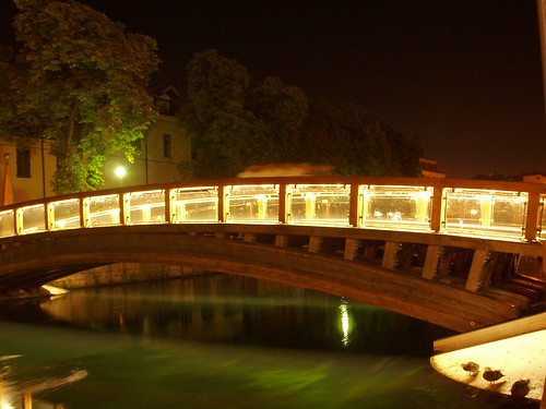A contemporary-designed bridge in Treviso