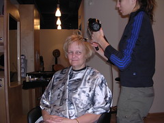 Mom getting her hair done