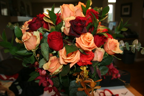 There are 5 dozen roses one for each year of marriage