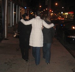 Karen, Jess, Shell walking downtown