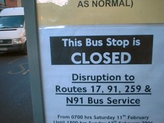 Bus stop closed