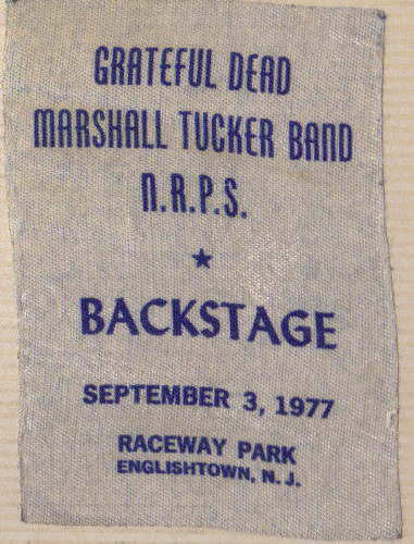 Backstage pass, Grateful Dead Concert, 1977