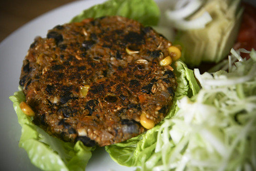 Lunch: Black bean and sweet potato patty