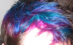Ben's hair = blue, purple, green