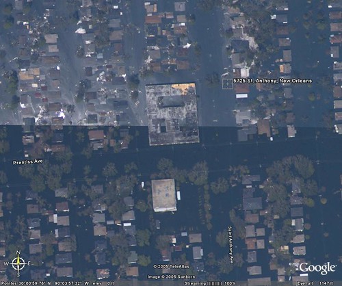 Flood in New Orleans - chemicals floating