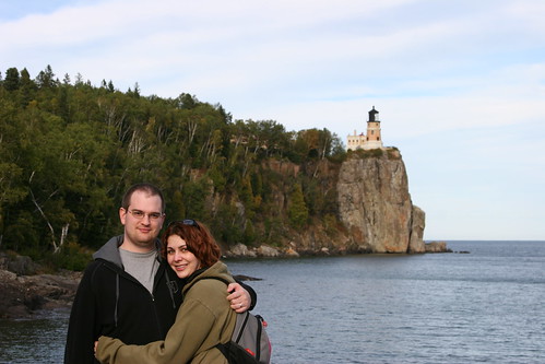cori and ron in front of split rock!