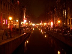 Suasana Malam di Red Light District, Amsterdam, Netherlands