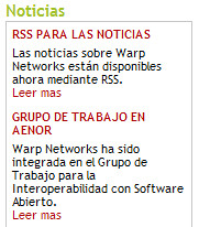 Titulares de noticias en warp.es
