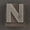 Caslon metal type letter N
