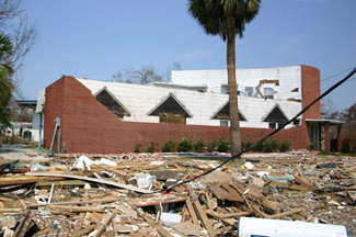 Synagoguge Stands near Beach After Katrina Hit 09/05/05