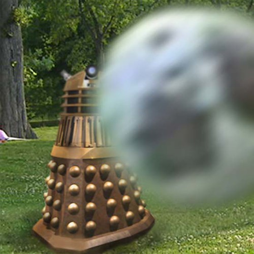 Dalek in park with boy 4