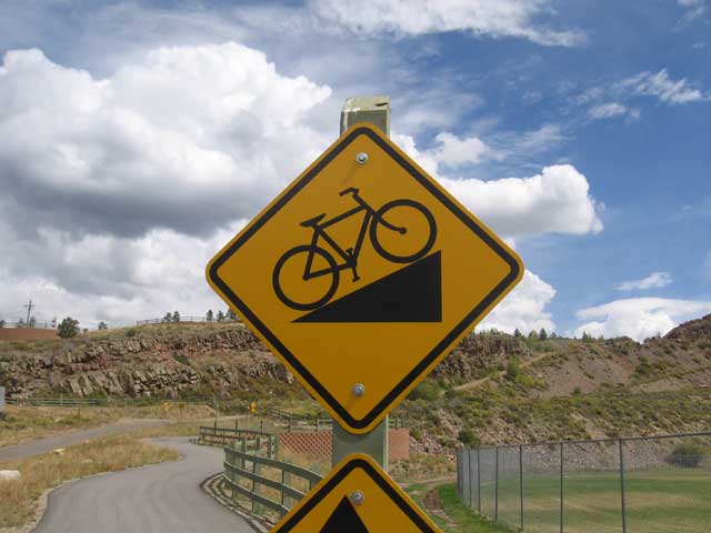 steep bike hill sign