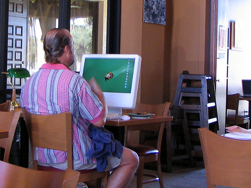 Pretentious Douche Bag with Apple iMac G5 at a Coffee Shop 1039