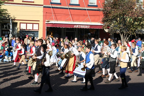 marching band in Swedish costume