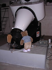 Felicia adjusting the pointing on one of the UMD telescopes