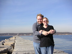 Laura and me on the Dogbar Breakwater in Gloucester, MA