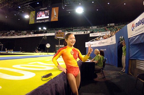 Cheng Fei, after winning Vault