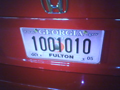 binary license plate