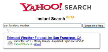 Yahoo Instant Search