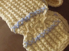 crossed-stitch scarf detail