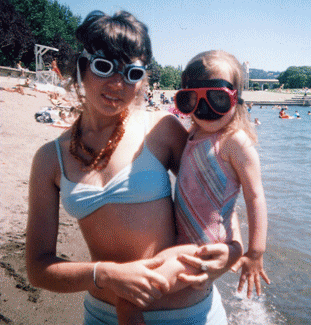 Josephine and I wearing goggles.