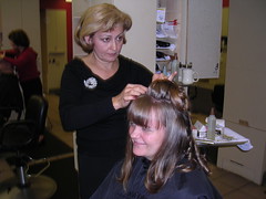 Me getting my hair done for the Minnesota reception