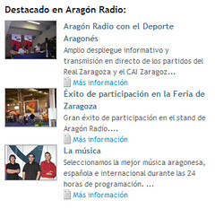Titulares de noticias en aragonradio.es