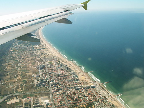 Flying over Portugal - Caparica (beach close to Lisbon)