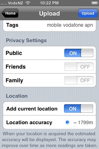 Mobile Photos on iPhone Settings