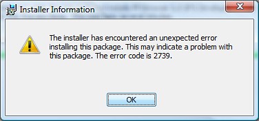 Installer Error 2739