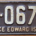 PRINCE EDWARD ISLAND 1933 License plate by woody1778a
