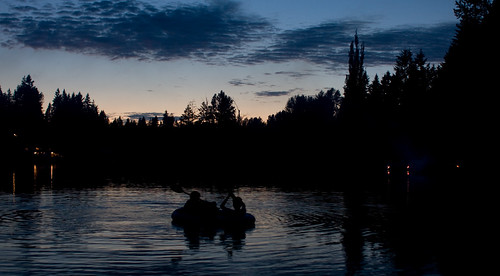 night boating on cottage lake